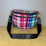 The Roni Nylon Crossbody - Plaid Ombre White