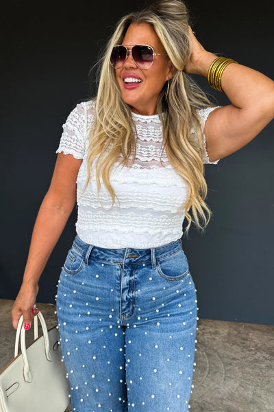 PREORDER: Denim & Pearls Crop Jeans