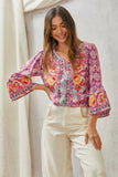 Print Embroidery Tunic Top