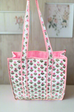 SC - ETA 6/4 - Sutton Pink and White Floral Tote Bag
