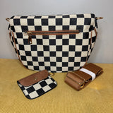 The Roni Crossbody - Canvas Tan Black Camel Check