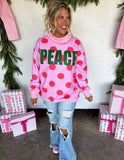 PREORDER- PEACE & POLKA DOT MOCK NECK PULLOVER