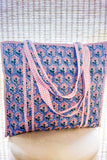 SC - ETA 6/4 - Sybil Blue and Pink Floral Tote Bag