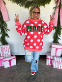 PREORDER- PEACE & POLKA DOT MOCK NECK PULLOVER