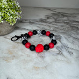 Silicone Bracelet Keychain - Halloween Skull - Red