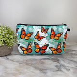 Pouch - Butterfly Orange Teal Watercolor