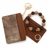 Denim Suede Bracelet Keychain & Card Holder Wallet