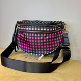 The Roni Nylon Crossbody - Plaid Ombre Black