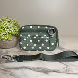 Rue - Nylon Wristlet Wallet - Olive Polka Dot