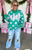 PREORDER- PEACE & POLKA DOT MOCK NECK PULLOVER