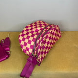 The Roni Nylon Crossbody - Checkered Pink & Creamsicle