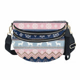 The Roni Nylon Crossbody - Christmas Snowflake Blue Pink