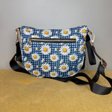 The Roni Nylon Crossbody - Blue Gingham Daisy Floral