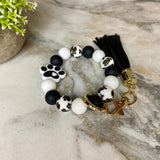 Silicone Bracelet Keychain - Paw Print Black