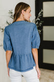 PREORDER: Balloon Sleeve Chambray Bow Blouse
