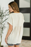 Basic Fade V-Neck Acid Wash Top in Sand Beige