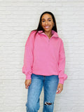 Bonbon Delight Half Zip Pullover in Pink