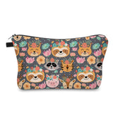 Pouch - Animal Floral, Pig Sloth Raccoon Tiger