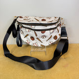 The Roni Nylon Crossbody - Baseball on White