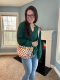 The Roni Nylon Crossbody - Checkered Camel