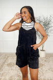 Carefree Cutie Slouchy Pocket Romper in Black
