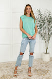 Casually Iconic Waffle Knit Top in Mint