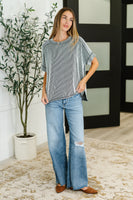 Catch Me Loungin’ Cable Ribbed Knit Top in Black and White
