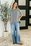 Catch Me Loungin’ Cable Ribbed Knit Top in Black and White