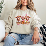 Easter Basket Highland Cow Graphic Sweatshirt