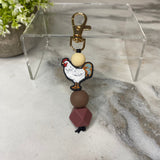 Keychain - Silicone Bead - Chicken - Maroon