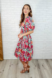 Dewdrop Blooms Puff Sleeve Floral Dress