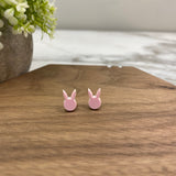Acrylic Stud Earrings - Easter - Bunny Head - Pink