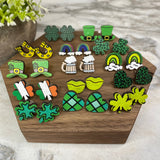 Wooden Stud Earrings - St. Patrick’s Day - Lucky Green Mix