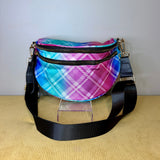 The Roni Nylon Crossbody - Plaid Criss Cross