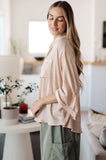In Your Thoughts Oversized Dolman Sleeve Top in Champagne