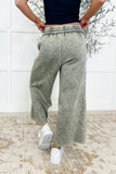 In or Out Wide Leg Cropped Pants Lt Olive