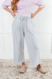 In or Out Wide Leg Cropped Pants in Light Grey