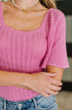 PREORDER: Kimono Sleeve Knit Blouse in Fuchsia
