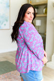 Lizzy Babydoll Top in Emerald and Pink Paisley
