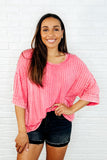 Loosely Speaking Oversized Basic Top in Fuchsia