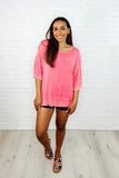 Loosely Speaking Oversized Basic Top in Fuchsia