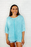 Loosely Speaking Oversized Basic Top in Turquoise