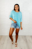 Loosely Speaking Oversized Basic Top in Turquoise