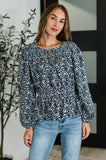 Muse Moves High Neck Peplum Blouse in Black