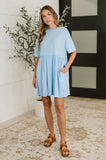 PREORDER: Relaxed Drop Shoulder Dress in Light Blue