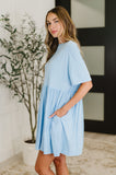 PREORDER: Relaxed Drop Shoulder Dress in Light Blue