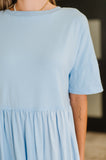 PREORDER: Relaxed Drop Shoulder Dress in Light Blue