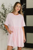 PREORDER: Relaxed Drop Shoulder Dress in Light Pink