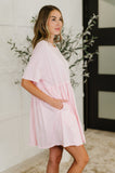 PREORDER: Relaxed Drop Shoulder Dress in Light Pink