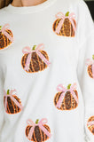 PREORDER: Sequin Pumpkin Bow Pullover